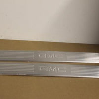 2007-2013 Gm Door Sill Plates Brushed Stainless Steel Front W/ Logo