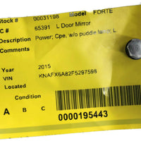 2014-2016 KIA FORTE CPE DRIVER LEFT SIDE POWER DOOR MIRROR BLACK 31198
