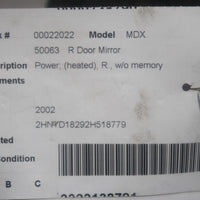 2001-2006 ACURA MDX PASSENGER RIGHT SIDE POWER DOOR MIRROR BLACK - BIGGSMOTORING.COM