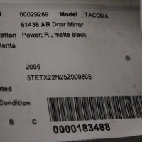 2005-2011 TOYOTA TACOMA PASSENGER RIGHT SIDE POWER DOOR MIRROR BLACK - BIGGSMOTORING.COM