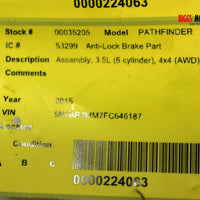 2015-2017 Nissan Pathfinder Anti Lock Abs Brake Pump Module 47660 9PB0A