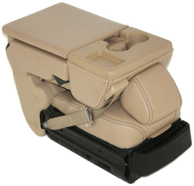 2009-2014 Ford F150 Center Console Leather Jump Seat W/ Cup Holder & Storage Tan