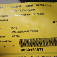 2010-2012 MAZDA CX-7 PASSENGER RIGHT SIDE POWER DOOR MIRROR BLACK