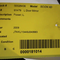 2008-2014 SCION XD DRIVER LEFT SIDE POWER DOOR MIRROR BLACK