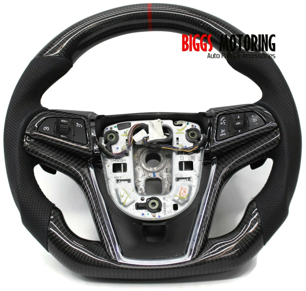 Fits 14 15 Chevy Camaro Custom Carbon Fiber & Leather Flat Bottom Steering Wheel