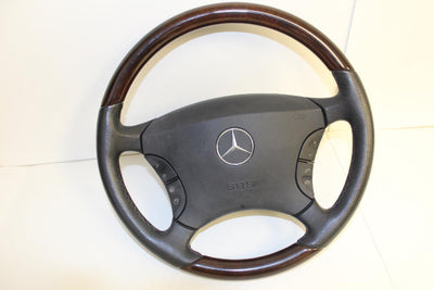 00-06 Mercedes Benz W220 W215 Cl500 Driver Woodgrain Steering Wheel Airbag S500 - BIGGSMOTORING.COM