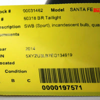 2012-2016 Hyundai Santa Fe  Passenger Right Side Rear Tail Light 31462/ 33034