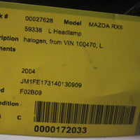 2004-2008 MAZDA RX8  DRIVER  LEFT SIDE HEADLIGHT 27474 / 27628 - BIGGSMOTORING.COM