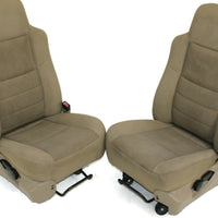 1999-2010 Ford F250 Passenger & Driver Side Front Seat Tan Cloth - BIGGSMOTORING.COM