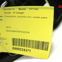 2014-2015 Kia Optima Passenger Right Side Rear Tail Light 35619
