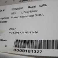 2007-2009 SATURN ARUA DRIVER LEFT SIDE POWER DOOR MIRROR WHITE