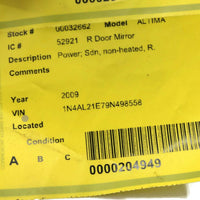 2009-2012 Nissan Altima Passenger Right Side Power Door Mirror Red 32662