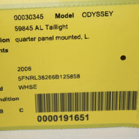 2005-2007 HONDA ODYSSEY  DRIVER SIDE REAR TAIL LIGHT 28352 - BIGGSMOTORING.COM