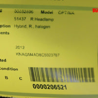 2011-2013 Kia Optima Passenger Right Side Front Halogen Head Light Lamp 32896