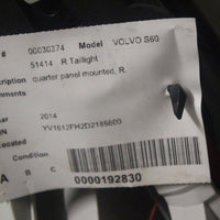 2011-2015 VOLVO S60 PASSENGER SIDE TAIL LIGHT 30374