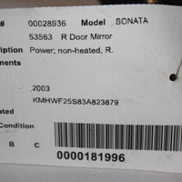 1999-2005 HYUNDAI SONATA PASSENGER RIGHT SIDE POWER DOOR MIRROR SILVER - BIGGSMOTORING.COM