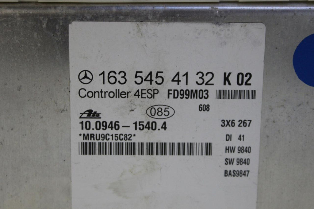 Ml320 Comfort Control Module Unit 1998-2001 Mercedes Benz Ml320 W163 4Esp Ecu Control Module Unit