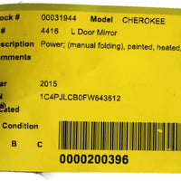 2014-2016 Jeep Cherokee Driver Left Side Power Door Mirror Black 31944