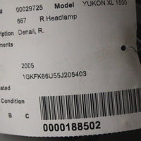 2001-2006 GMC YUKON XL1500 FRONT PASSENGER RIGHT SIDE HEADLIGHT 29725 - BIGGSMOTORING.COM