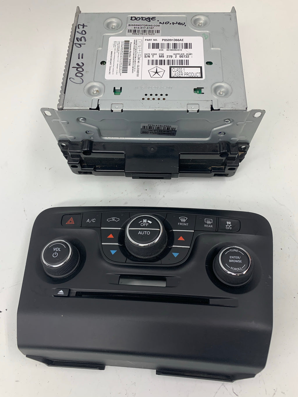 2011-2014 Dodge Charger CD player radio module non navigation with face plate controls..