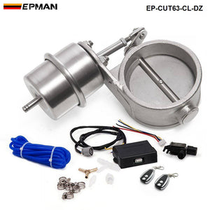Exhaust Control Valve Set With Vacuum Actuator CUTOUT 2.5" 63mm Pipe CLOSE STYLE with Wireless Remote Controller EP-CUT63-CL-DZ